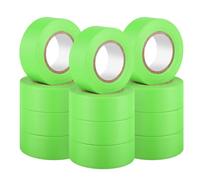 GEYYANG Lot de 12 rubans de signalisation vert fluo, 3,75 mm d'épaisseur, 2,5 cm x 30 m, ruban en plastique non adhésif néon pour limites, arbres et lieu de travail à domicile, ruban d'arpenteur