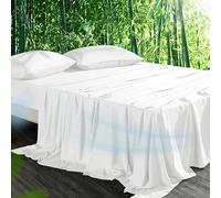 Gezu Bambou Drap Housse 120x200cm Blanc Bonnet 30cm Unie Drap de lit Lyocell Soie Drap Housse Lisse Respirant pour Matelas Épais Hypoallergénique sans Repassage Ourlet Élastique La Peut atteindre 30cm