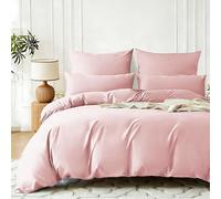 Gezu Coton Housse de Couette 240x260 Satin de Coton Rose 100% Coton Doux Soyeux Respirant Lyocell Soie Parure de Lit Satin Linge de Lit avec Fermeture Éclair et 2 Taies d'oreiller 65x65cm