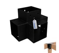 GeZu Impex Connecteur de Poteau X 71x71 mm Noir Revêtu Poudrage Pergola Connecteur D’Angle 4 voies Pavilon Support Bricolage Menuiserie