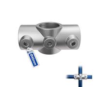 GeZu Impex Croix à Deux Douilles Ø42mm | Argent Tube Croisé Raccord de Tuyau
