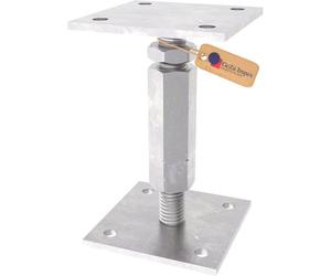 GeZu Impex Embase Pied de Poteau Réglable 100 x 100 mm | 120-160 mm Galvanisé Ancrage Support de Poteau Réglable en Hauteur Platine