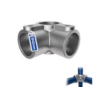 GeZu Impex Raccord d'angle Traversant à 3 Voies Ø42mm | Argent Collier de Tube d'angle Traversant à 3 Voies & Connecteur De Tuyau