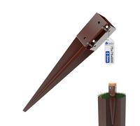 GeZu Impex Réglable Support de poteau à enfoncer 75 x 75 x 600 mm | Marron Pieu de sol galvanisé à chaud Ancrage Support de poteau de clôture Pieu à enfoncer pince