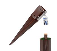GeZu Impex Réglable Support de poteau à enfoncer 75 x 75 x 600mm | Marron Pieu de sol galvanisé à chaud Ancrage Support de poteau de clôture Pieu à enfoncer pince