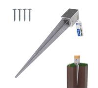 GeZu Impex Support de Poteau à Enfoncer Douille 91 x 91 x 900mm | Argenté Ancre Pour Pied Poteau Clôture Bois