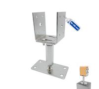 GeZu Impex Support Pied de Poteau en U Réglable Largeur 80-160 mm | Galvanoplastie Hauteur Reglable Platine Bois Pied Poteaux Clôture