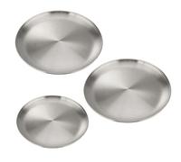 Gfamous 3 Pièces Plateau Rond Argent,Plateau de Service 304 Inox, Plateau de Service Rond en Acier Inoxydable,Idéal pour la Restauration et Les Services à la Table(14/17/20cm)