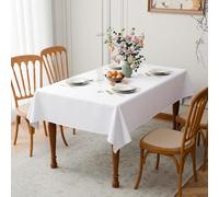 GFCC Nappe Rectangulaire Blanche 140x250 cm, Nappe en Élégante et Moderne, Lavable et Réutilisable en Polyester pour Salle à Manger, Jardin, Mariage, Fête, Noël et Anniversaire