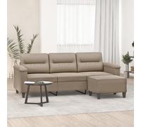 GFEROMRF Canapé 3 places avec tabouret taupe 180 cm microfibre