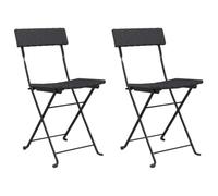 GFEROMRF Lot de 2 chaises de bistrot pliantes noires en rotin synthétique | Résistant aux intempéries, cadre en acier revêtu par pulvérisation, charge maximale de 110 kg, idéal pour le jardin et la
