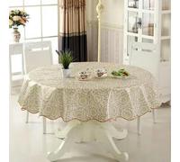 GFFJHGGD Nappe en PVC imperméable, Nappe Ronde en Toile cirée, décoration de Table à Manger, pour Cuisine, Salle à Manger - Gris Clair - 150 cm de diamètre