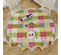 GFFJHGGD Nappe en PVC imperméable, Nappe Ronde en Toile cirée, décoration de Table à Manger, pour Cuisine, Salle à manger-bleu-180 cm de diamètre
