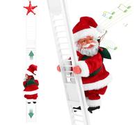 Gfilay Père Noël grimpant sur l'échelle avec musique, Père Noël électrique chantant et dansant Jouet de Noël pour décoration d'arbre de Noël
