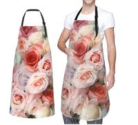 GFLFMXZW Tablier pour homme et femme - Tablier imperméable - Belle fleur de pivoine - Tablier de travail réglable pour la vaisselle, Mélange de roses délavées, taille unique