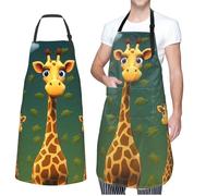 GFLFMXZW Tablier pour homme et femme - Tabliers imperméables - Motif paysage de dessin animé - Tablier de travail réglable pour la vaisselle, Girafe de dessin animé, taille unique