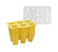 Gfm771 Moules à glace en silicone à 6 cavités faits à la main avec 50 bâtonnets de glace réutilisables à démoulage facile pour enfants et adultes (modèle B) Gfm771 (jaune, taille unique)