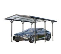 GFP Carport 2,85x5,05m Abri de Voiture en Aluminium Anthracite Abri de Voiture Individuel avec gouttière