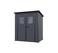 GFP Primeyard Abri de Jardin en Plastique 176x129x199 cm Anthracite | Armoire de jardin avec porte à battante - Construction robuste en polypropylène - Charge du toit : env. 75 kg/m²