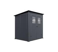 GFP Primeyard Abri de Jardin en Plastique 176x145x199 cm Anthracite | Armoire de jardin avec porte à battante - Construction robuste en polypropylène - Charge du toit : env. 75 kg/m²