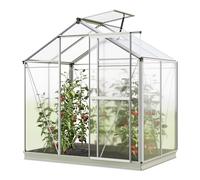 GFP Serre de Jardin Jasmin 2 Structure en Aluminium 192 x 131 cm Panneaux en Polycarbonate - avec Cadre de Fondation et ouvre-fenêtre Automatique
