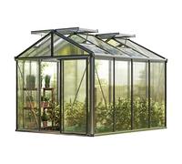 GFP Serre Diamas 22 Premium 235x311 cm avec Cadre de Fondation intégré Panneaux Double paroi 16 mm, Couleur Aluminium Nature