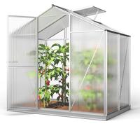 GFP Serre ECO 2 cadre aluminium 192x131 cm Plaques double paroi 6 mm avec cadre de fondation et ouvre-fenêtre automatique