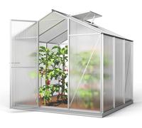 GFP Serre ECO 3 cadre aluminium 192x192 cm Plaques double paroi 8 mm avec cadre de fondation et ouvre-fenêtre automatique