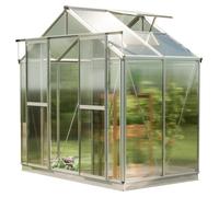 GFP Serre Saphir 2 cadre aluminium 259x133 cm Plaques double paroi 6 mm avec cadre de fondation et ouvre-fenêtre automatique