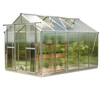 GFP Serre Saphir 5 cadre aluminium 259x322 cm Plaques double paroi 8 mm avec cadre de fondation et ouvre-fenêtre automatique