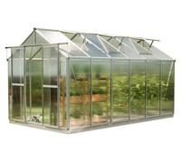 GFP Serre Saphir 6 cadre aluminium 259x384 cm Plaques double paroi 6 mm avec cadre de fondation et ouvre-fenêtre automatique