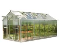 GFP Serre Saphir 7 cadre aluminium 259x449 cm Plaques double paroi 6 mm avec cadre de fondation et ouvre-fenêtre automatique
