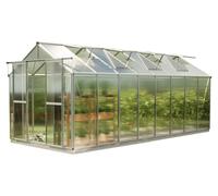 GFP Serre Saphir 8 cadre aluminium 259x513 cm Plaques double paroi 6 mm avec cadre de fondation et ouvre-fenêtre automatique