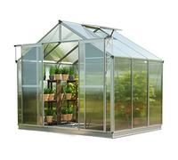 GFP Serre Topas 3 cadre aluminium 225x195 cm Plaques double paroi 8 mm avec cadre de fondation et ouvre-fenêtre automatique