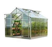 GFP Serre Topas 4 Cadre Aluminium 225x259 cm Plaques Double paroi 8 mm avec Cadre de Fondation et ouvre-fenêtre Automatique