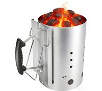 GFTIME 30cm x 19cm Démarreur de Cheminée pour Weber 7416 ou Autres Barbecues au Charbon, Démarreur de Cheminée Avec Poignée de Sécurité Allume-feu BBQ, Démarreur Rapide au Charbon pour Les Grillades