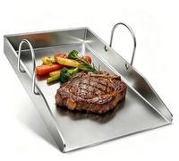 GFTIME 40x30cm plaque de cuisson en acier inoxydable massif plancha avec poignée pour Weber, Enders, Landmann, Rösle videro, Burnhard et barbecue au charbon de bois