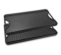 GFTIME 50,8CM x 26,5CM Gourmet Plancha, Plaque de Cuisson en Fonte réversible pré-assaisonné et poêle à Griller 2 en 1 avec poignées faciles à saisir pour Gril au Charbon de Bois