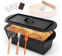 GFTIME Casserole en fonte de 36 cm - Moule à pain avec couvercle - Moule à pain robuste avec couvercle - Idéal pour le pain, le pain grillé