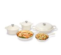 GFTIME Ensemble de ustensiles de cuisine en fonte émaillée - Lot de 8 casseroles et poêles antiadhésives avec couvercles, four néerlandais, poêle, casserole pour tous les types de plaques de cuisson