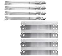 GFTIME Pièces pour Barbecue au gaz (Pack 4 Brûleurs + 4 Plaque de Chaleur en Acier Inoxydable) de Rechange pour Sunbeam Nexgrill Grill Master 720-0697, Barbecook
