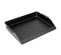 GFTIME Plaque de cuisson en fonte 48 x 36 cm - Plancha universelle pour barbecue à gaz, four et cuisinière, avec bac à graisse intégré et parois latérales extra hautes