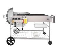 GFTIME Table de barbecue en acier inoxydable pour Weber Original Kettle, Premium, Master Touch, Jumbo Joe, barbecue au charbon de bois Performer avec support de couvercle