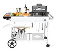 GFTIME Table de four à pizza 128 x 64 cm Ooni Koda/Karu/Fyra 16 & 12 station de rangement à pizza, support mobile barbecue d'extérieur Ninja Woodfire, Blackstone Griddle Cuisinart, GF30048