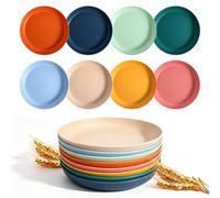 GFUEIGJ 8 Pièces 23cm Assiette en Plastique Assiette Plastique Reutilisable Grandes Assiettes de Camping en Plastique Incassable, Assiettes Profondes pour Salade, Pâtes, Fête, Maison