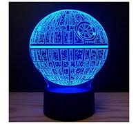 Gfytdxe Veilleuse illusion 3D avec contrôle tactile, 7 couleurs changeantes, alimentation USB, lampe de bureau LED pour décoration d'intérieur ou cadeaux de vacances (étoile de la mort)