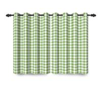 ggaimwf 107x160cm Plaid Rideau à œillets Chiffon Buffalo Vert Sauge et Blanc Vichy Damier Motif Champêtre Thermique Rideaux occultants à œillets pour Chambre à Coucher et Salon,2 Panneau