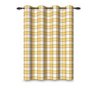 ggaimwf 107x160cm Rideau à œillets à Carreaux Jaune Blanc Vérifier Rétro Vichy Rustique Ferme Thermique Séparateurs de pièces Occultant Rideaux pour Chambre Café Cuisine Salon,1 Panneau Simple