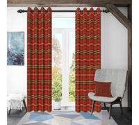 ggaimwf 117x138cm Rideau à œillets à Carreaux Rouge Noir Jaune Tartan Moderne Décoratif Ferme Campagne Noël Œillets Séparateurs de pièces Occultant Rideaux pour fenêtres Chambre Salon,2 Panneau
