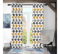 ggaimwf 117x183cm Géométrie Rideau à œillets Abstrait Jaune Gris Blanc Vague Motif Moderne Isolants Séparateurs de pièces Occultants Rideaux pour fenêtres Chambre Salon,2 Panneau